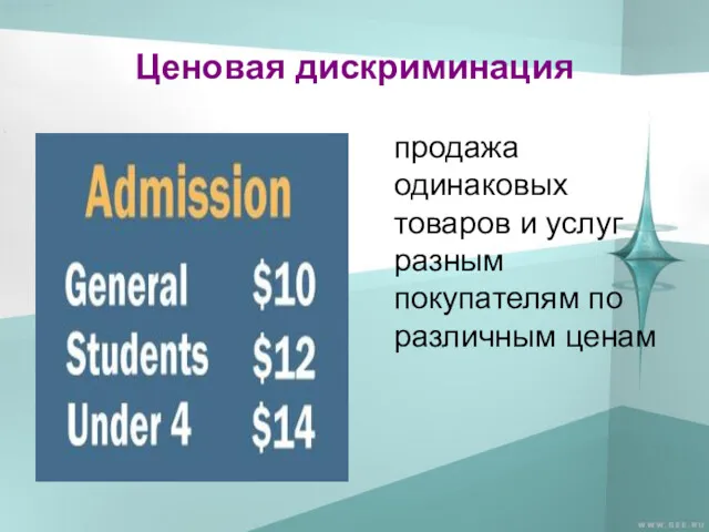 Ценовая дискриминация продажа одинаковых товаров и услуг разным покупателям по различным ценам