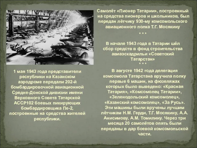 В начале 1943 года в Татарии шёл сбор средств в