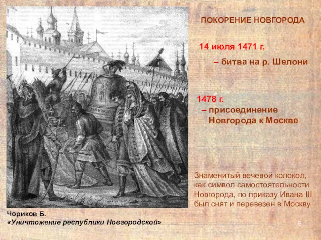 ПОКОРЕНИЕ НОВГОРОДА 14 июля 1471 г. – битва на р.