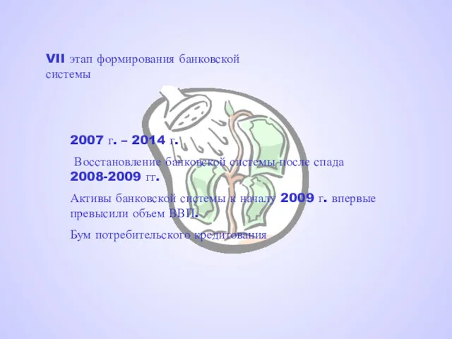 VII этап формирования банковской системы 2007 г. – 2014 г.