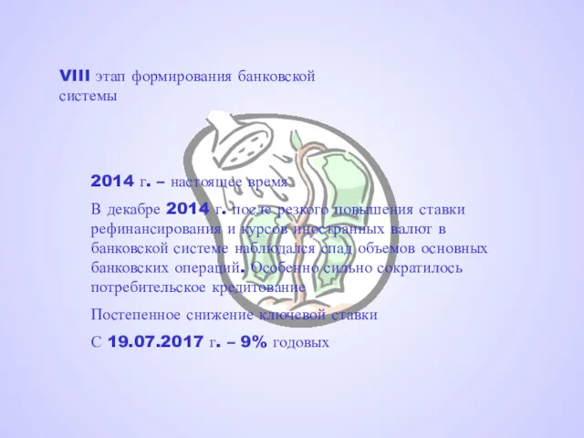 VIII этап формирования банковской системы 2014 г. – настоящее время В декабре 2014