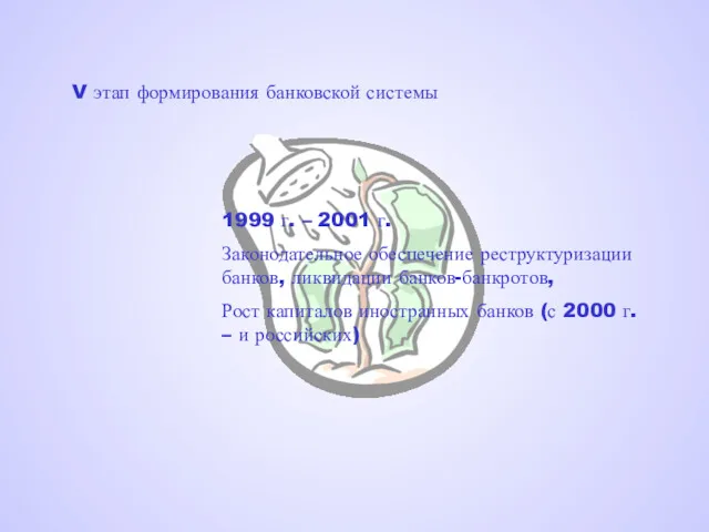 V этап формирования банковской системы 1999 г. – 2001 г.