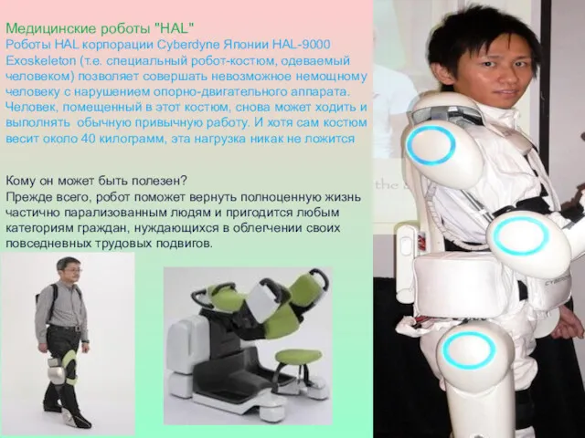 Медицинские роботы "HAL" Роботы HAL корпорации Cyberdyne Японии HAL-9000 Exoskeleton