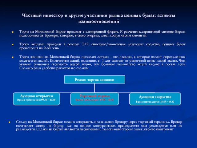 Торги на Московской бирже проходят в электронной форме. К расчетно-клиринговой