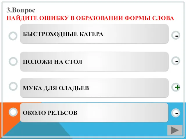 3.Вопрос НАЙДИТЕ ОШИБКУ В ОБРАЗОВАНИИ ФОРМЫ СЛОВА МУКА ДЛЯ ОЛАДЬЕВ