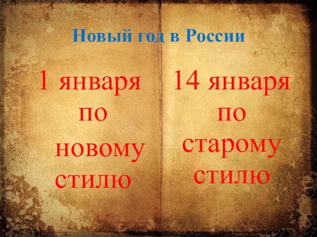 Новый год в России 1 января по новому стилю 14 января по старому стилю