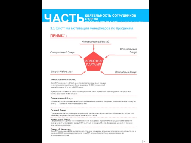 3.1 Система мотивации менеджеров по продажам. Если МП выполняет 100%