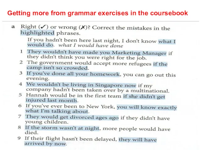 Getting more from grammar exercises in the coursebook
