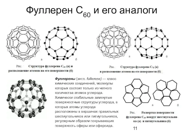 Фуллерен С60 и его аналоги Фуллерены (англ. fullerene) — класс