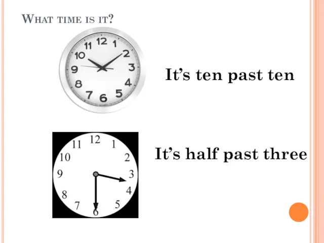What time is it? It’s half past three It’s ten past ten