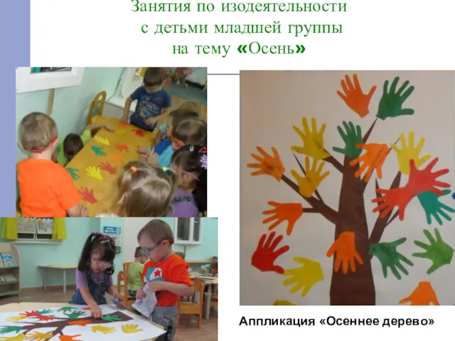 Занятия по изодеятельности с детьми младшей группы на тему «Осень» Аппликация «Осеннее дерево»