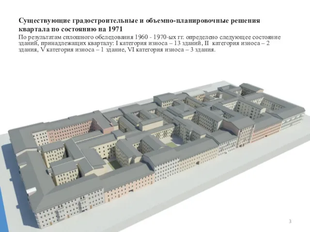 Существующие градостроительные и объемно-планировочные решения квартала по состоянию на 1971