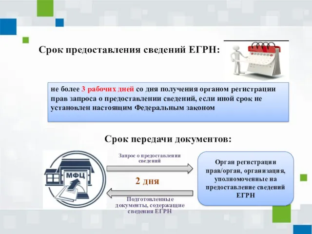 Срок предоставления сведений ЕГРН: не более 3 рабочих дней со