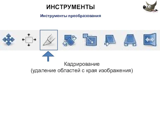 ИНСТРУМЕНТЫ Инструменты преобразования Кадрирование (удаление областей с края изображения)