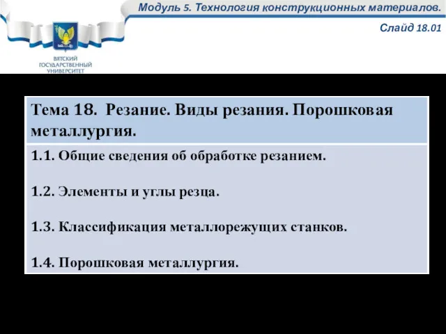 Модуль 5. Технология конструкционных материалов. Слайд 18.01