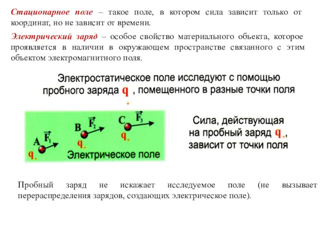 Стационарное поле – такое поле, в котором сила зависит только