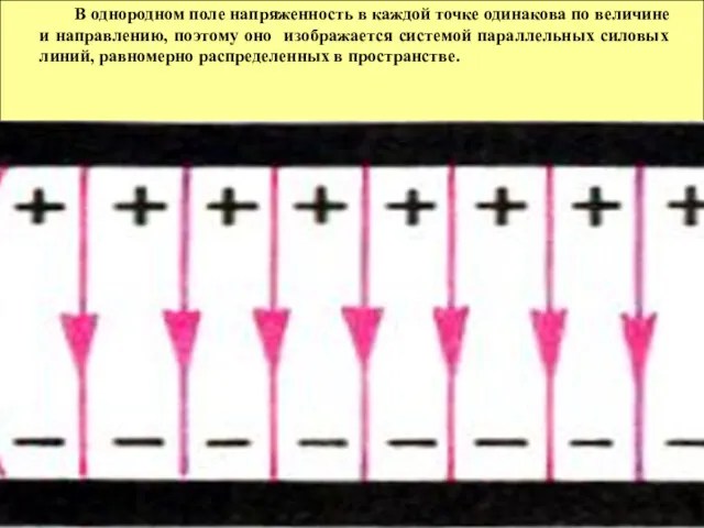 В однородном поле напряженность в каждой точке одинакова по величине