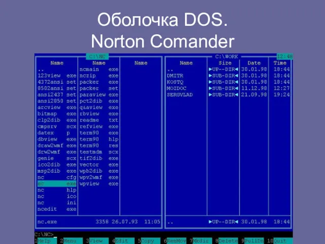 Оболочка DOS. Norton Comander