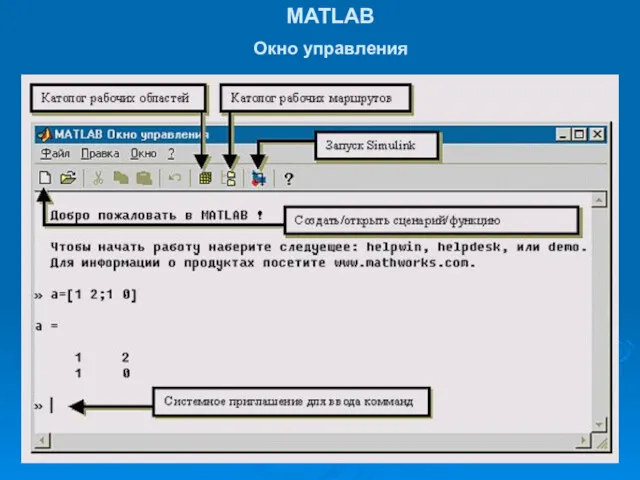 MATLAB Окно управления