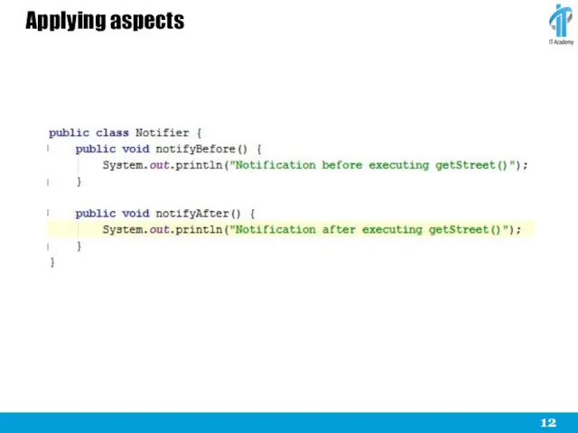 Applying aspects