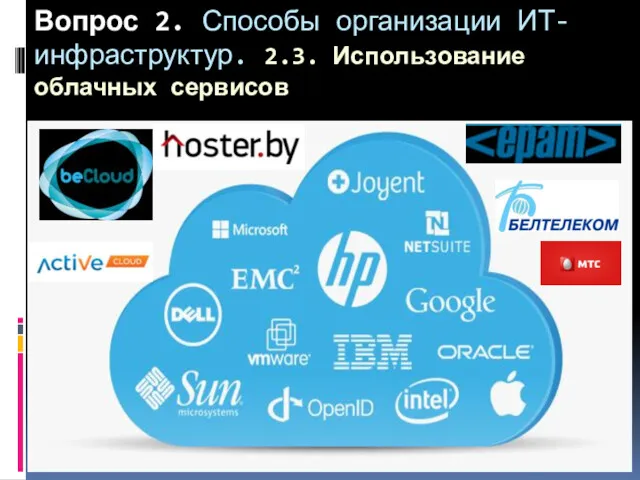 Вопрос 2. Способы организации ИТ-инфраструктур. 2.3. Использование облачных сервисов