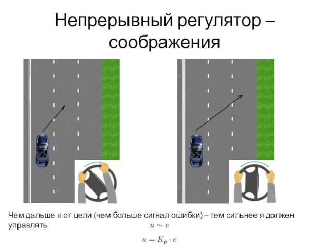 Непрерывный регулятор – соображения Чем дальше я от цели (чем