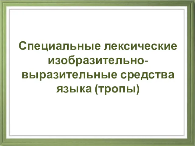 Специальные лексические изобразительно-выразительные средства языка (тропы)