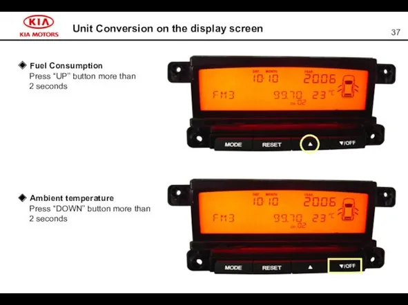 Unit Conversion on the display screen