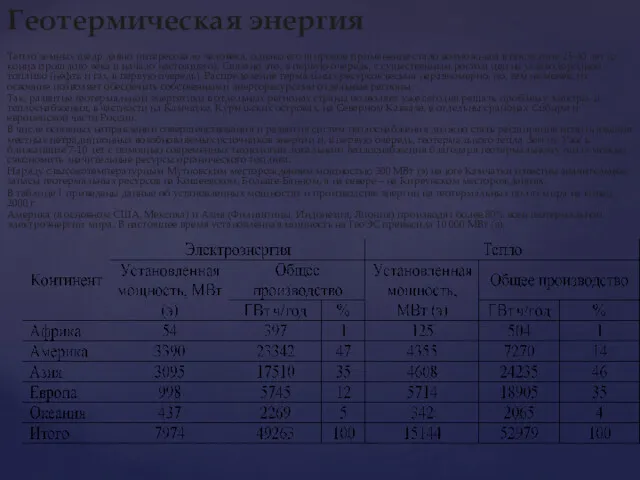 Тепло земных щедр давно интересовало человека, однако его широкое применение