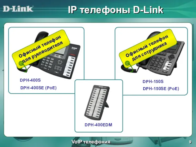 IP телефоны D-Link VoIP телефония DPH-400S DPH-400SE (PoE) DPH-150S DPH-150SE (PoE) DPH-400EDM