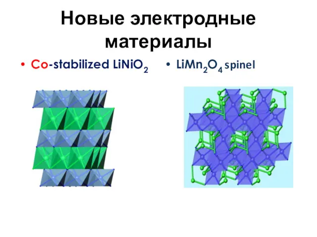 Новые электродные материалы Co-stabilized LiNiO2 LiMn2O4 spinel