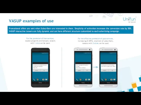 VASUP examples of use Promotional offers are sent when Subscribers are interested in