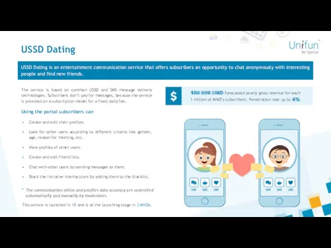 USSD Dating USSD Dating is an entertainment communication service that offers subscribers an