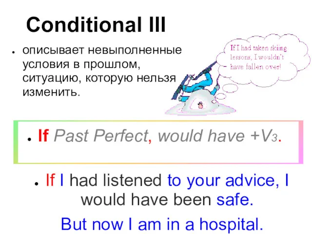 Conditional III описывает невыполненные условия в прошлом, ситуацию, которую нельзя