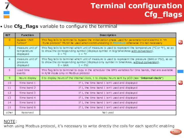 Use Cfg_flags variable to configure the terminal Terminal configuration Cfg_flags