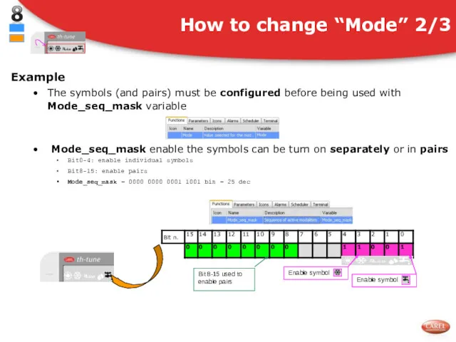 Example The symbols (and pairs) must be configured before being