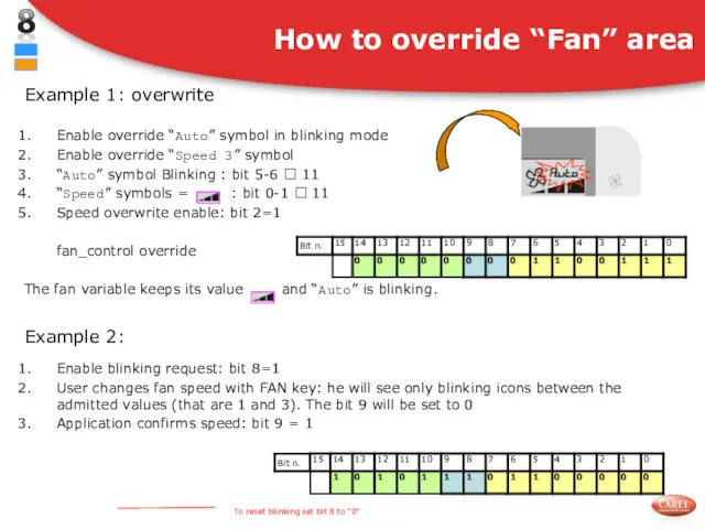 How to override “Fan” area Example 1: overwrite Enable override