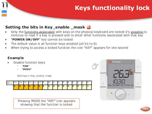 Setting the bits in Key_enable _mask Only the functions associated