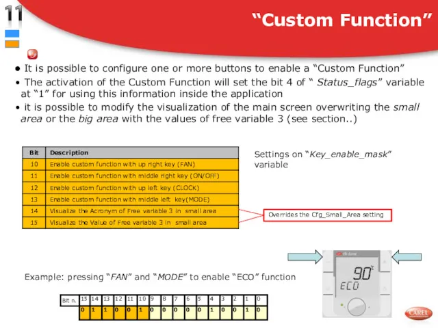 It is possible to configure one or more buttons to