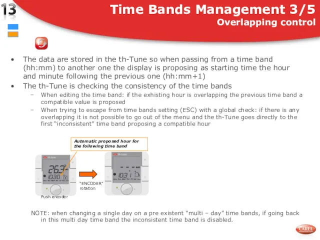 Time Bands Management 3/5 Overlapping control The data are stored