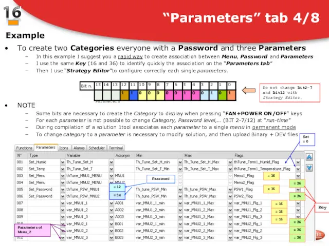 To create two Categories everyone with a Password and three