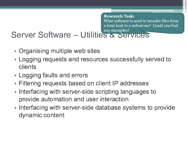 Server Software – Utilities & Services Organising multiple web sites