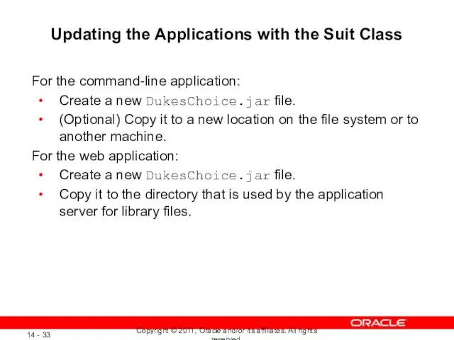 Updating the Applications with the Suit Class For the command-line