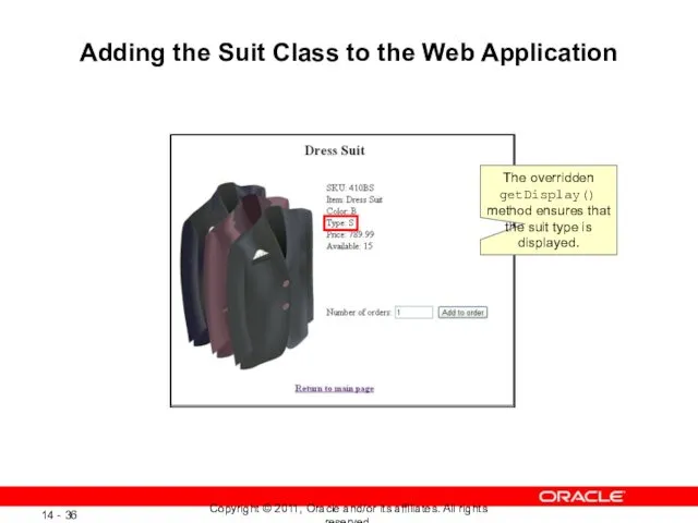 Adding the Suit Class to the Web Application The overridden