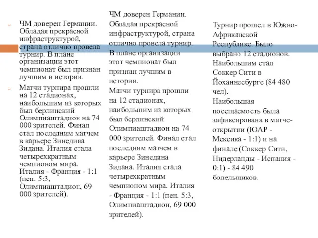 ЧМ доверен Германии. Обладая прекрасной инфраструктурой, страна отлично провела турнир.