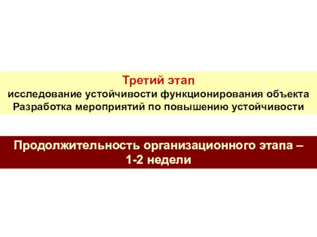 Третий этап исследование устойчивости функционирования объекта Разработка мероприятий по повышению