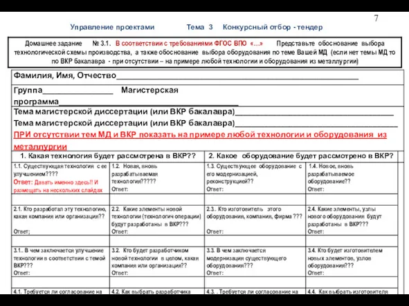 Управление проектами Тема 3 Конкурсный отбор - тендер Цели-практ вопр