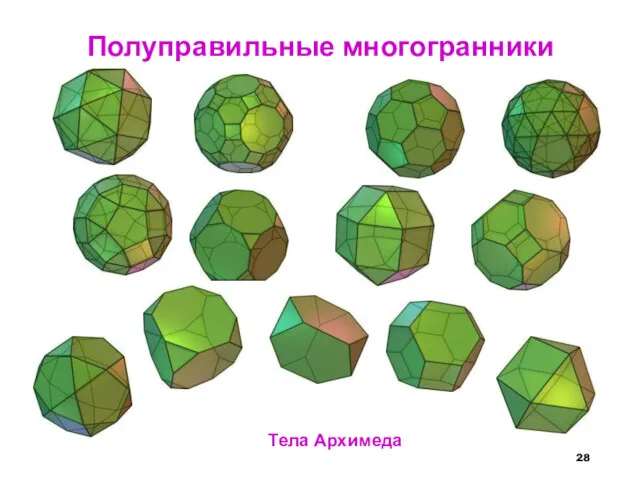 Полуправильные многогранники Тела Архимеда