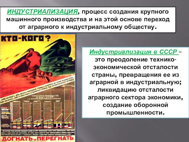 ИНДУСТРИАЛИЗАЦИЯ, процесс создания крупного машинного производства и на этой основе переход от аграрного