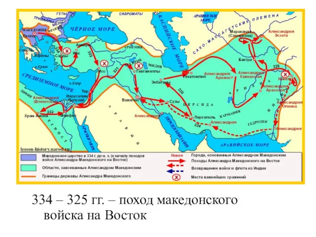 334 – 325 гг. – поход македонского войска на Восток